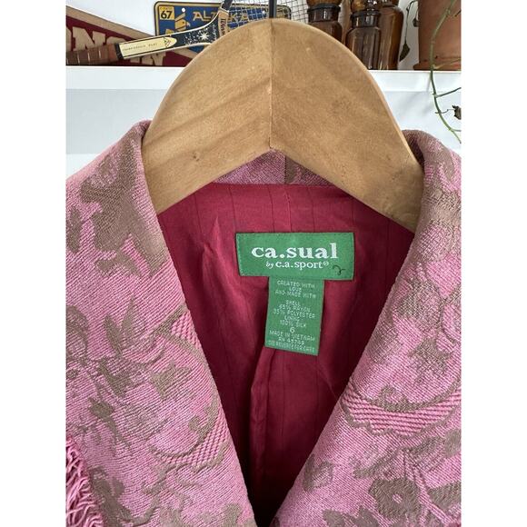 Y2K Casual Pink Fringe Blazer Jacket Size 6 - Picture 3 of 4